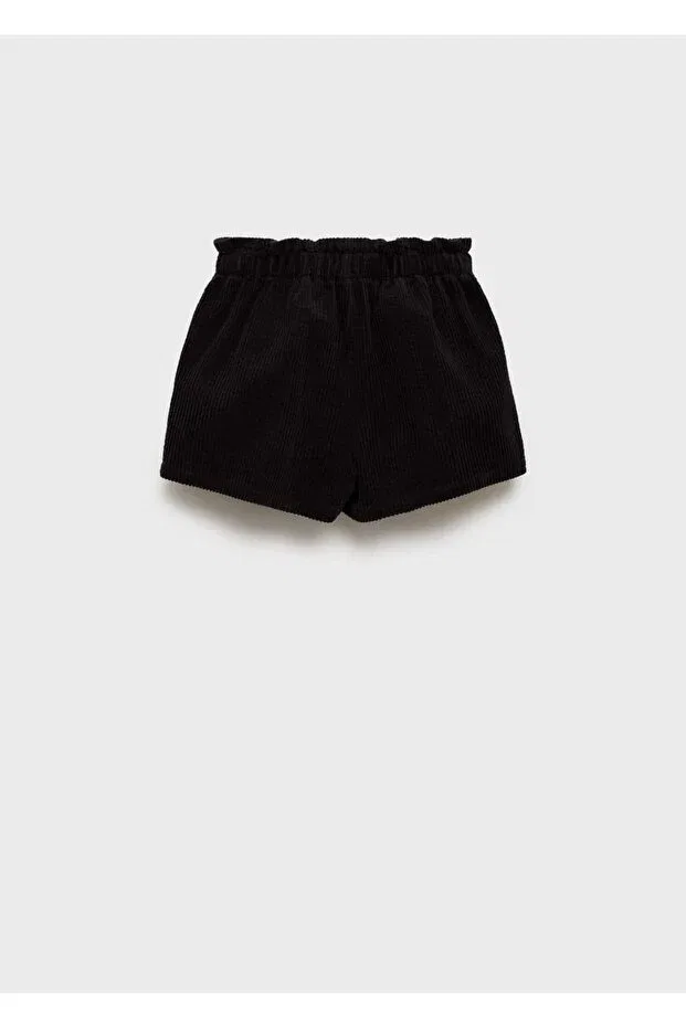 Детские шорты для девочек текстурированные Corduroy paperbag shorts Mango Kids, Black — фото 3