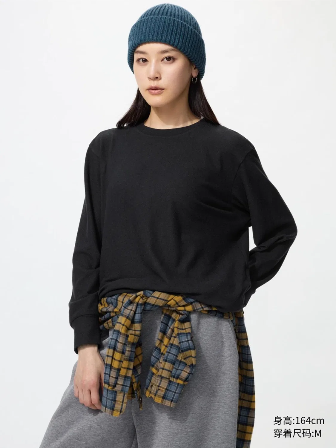 Толстовка мягкий флисовый с длинным рукавом Uniqlo, черный