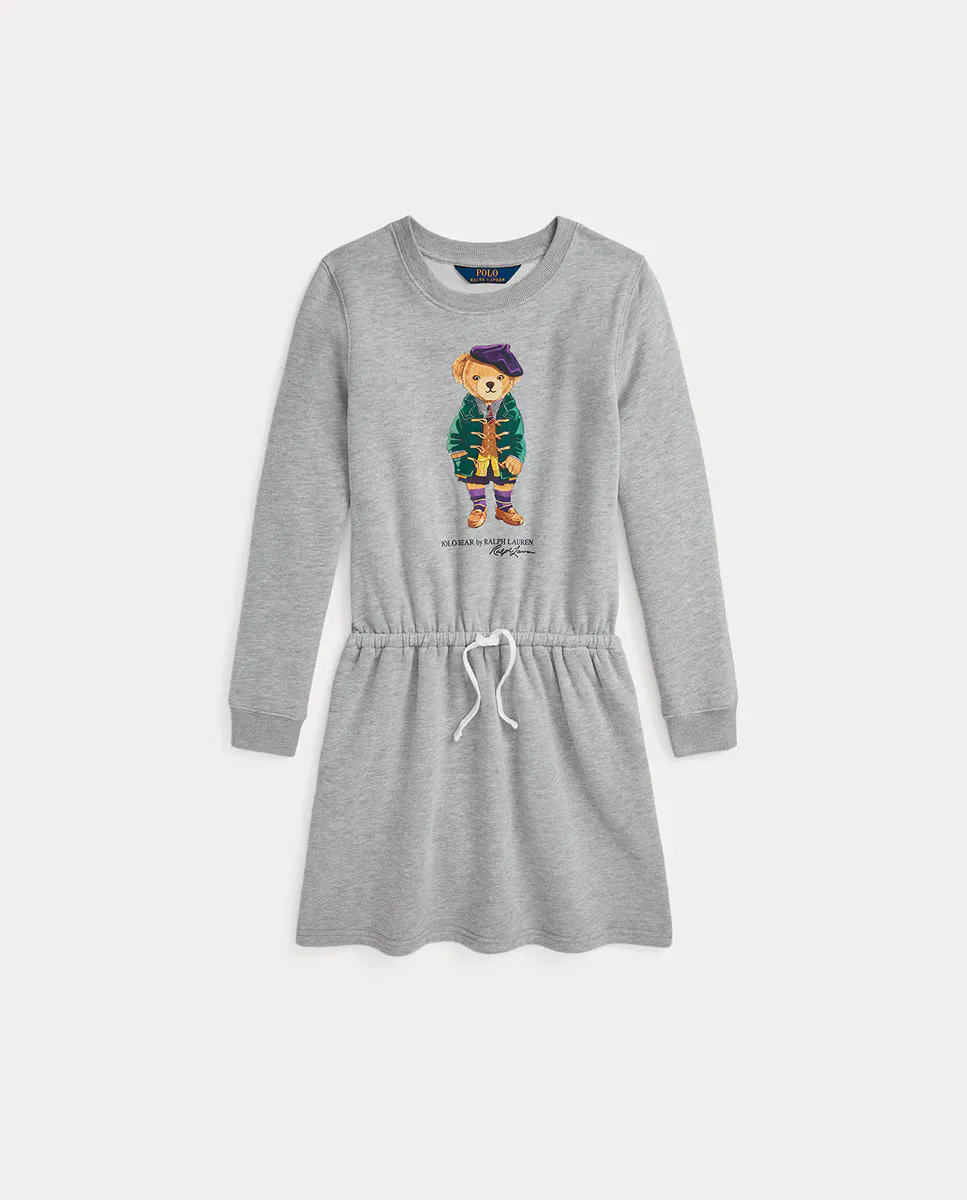 

Детское серое платье с мишкой-поло Polo Ralph Lauren, серый