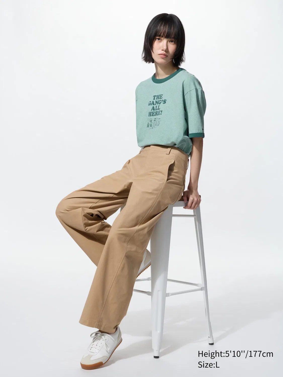 Футболка Uniqlo, с принтом Peanuts, зеленая colorway — фото 4