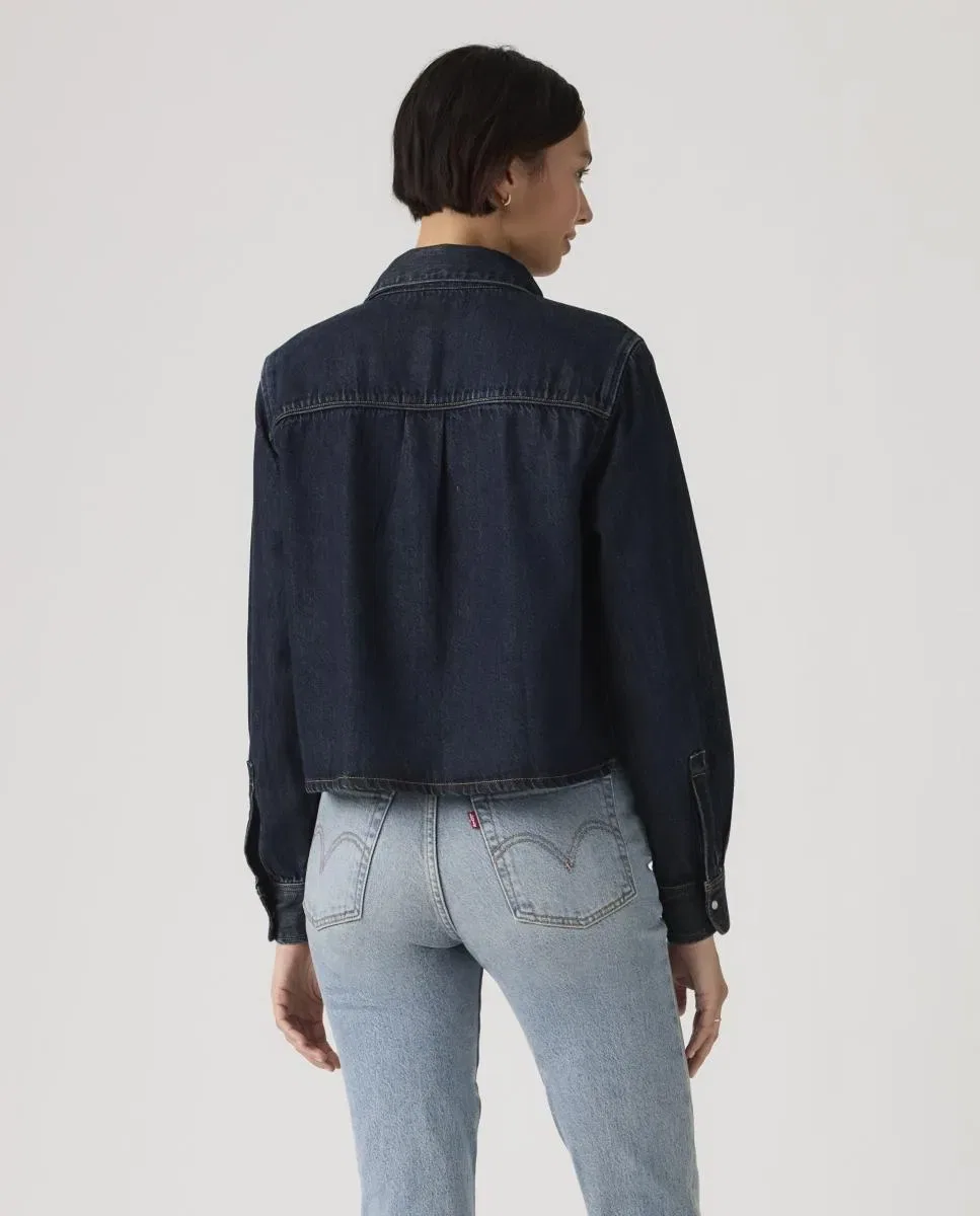 Женская джинсовая рубашка-кроп с длинным рукавом Levi's, Azul Índigo — фото 2
