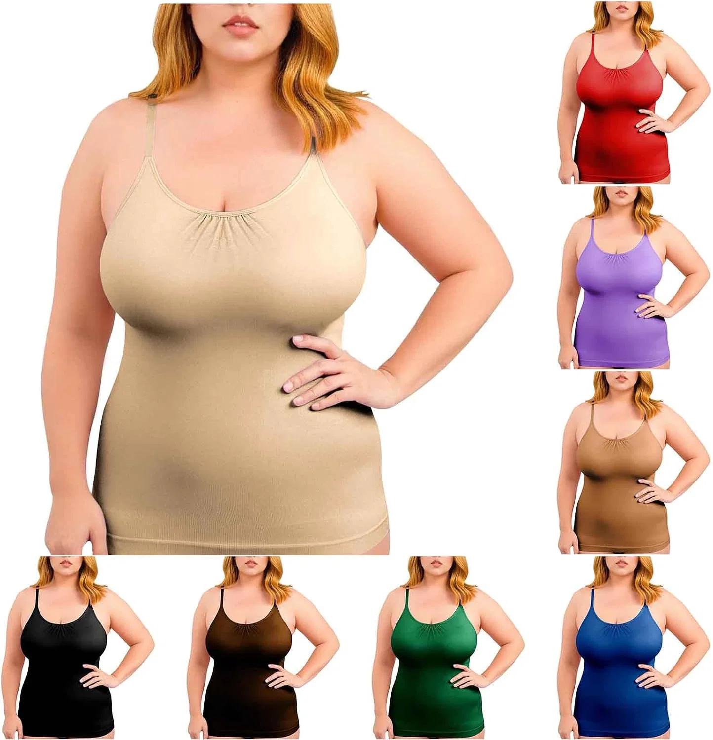 Женская майка на тонких бретелях с низким вырезом, модель Spaghetti Strap Shapewear, коричневый — фото 2