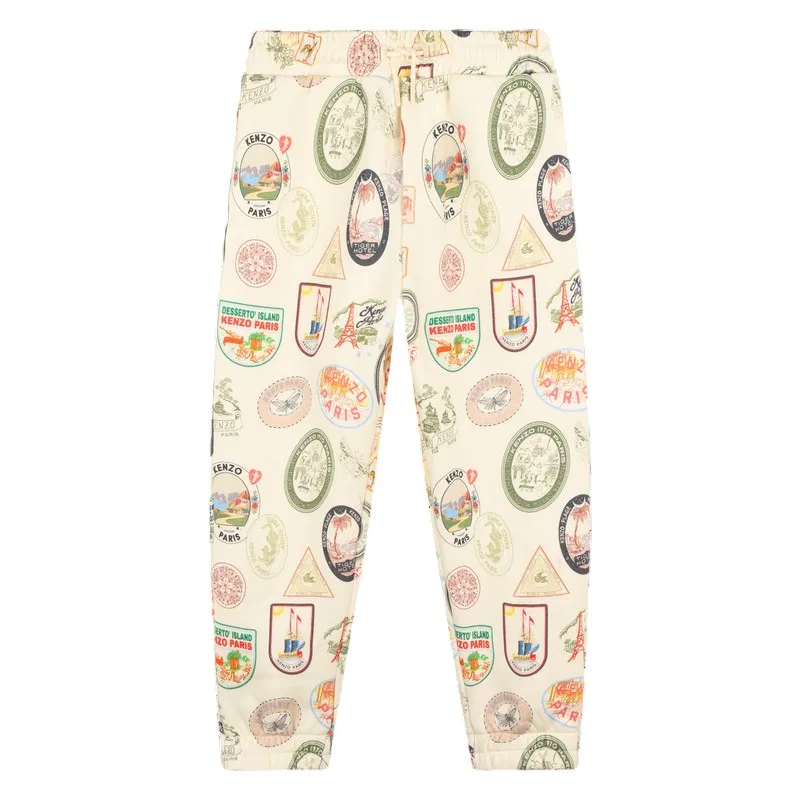Детские спортивные брюки с принтом Kids All-Over Print Cotton Joggers Kenzo, Ivory