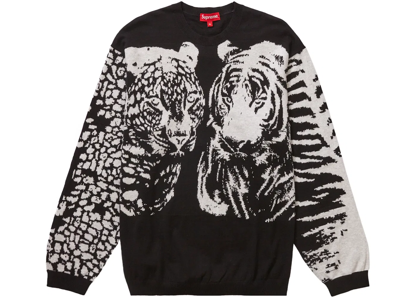 Мужская футболка с принтом Supreme Big Cats Jacquard L/S Top, Black