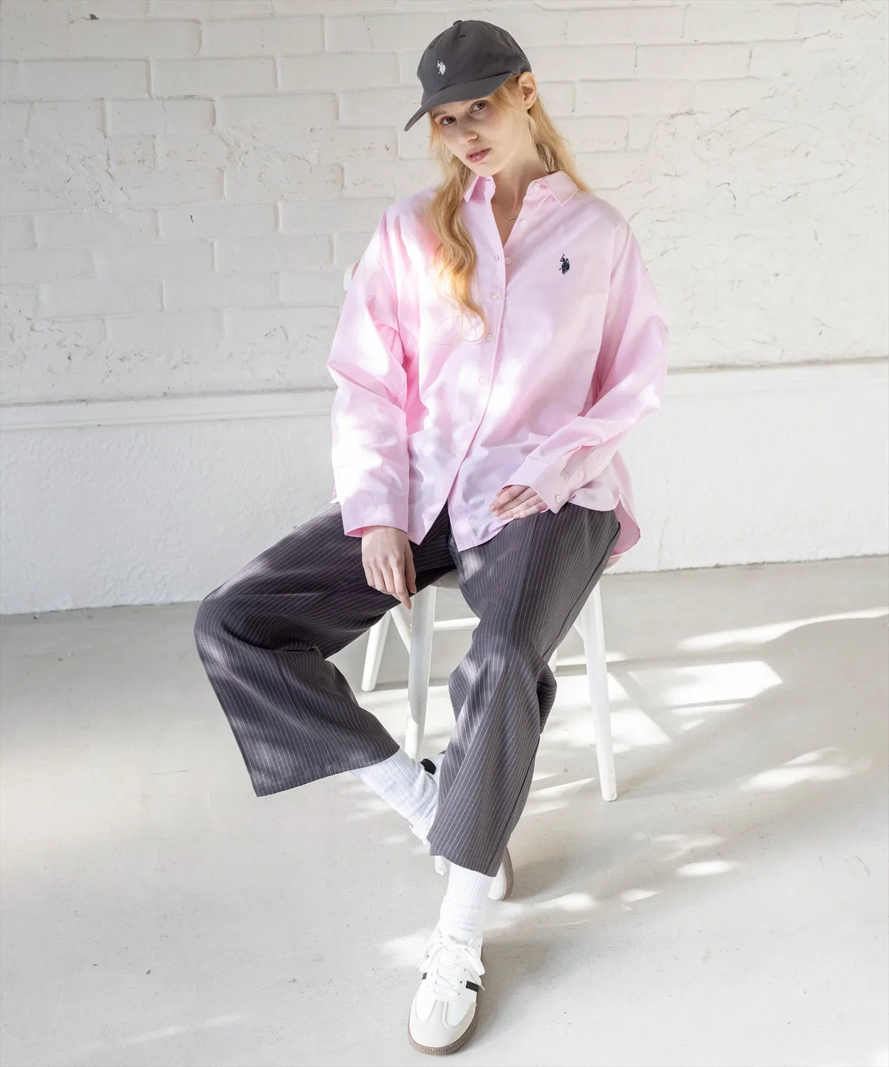 Женская рубашка оверсайз с длинным рукавомU.S. POLO ASSN., Off White — фото 2