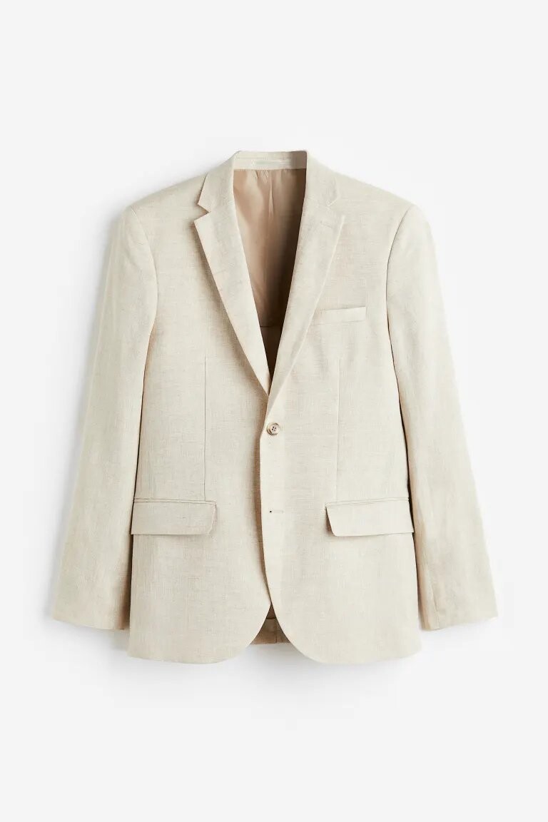 

Пиджак H&M Slim Fit Linen, светло-бежевый