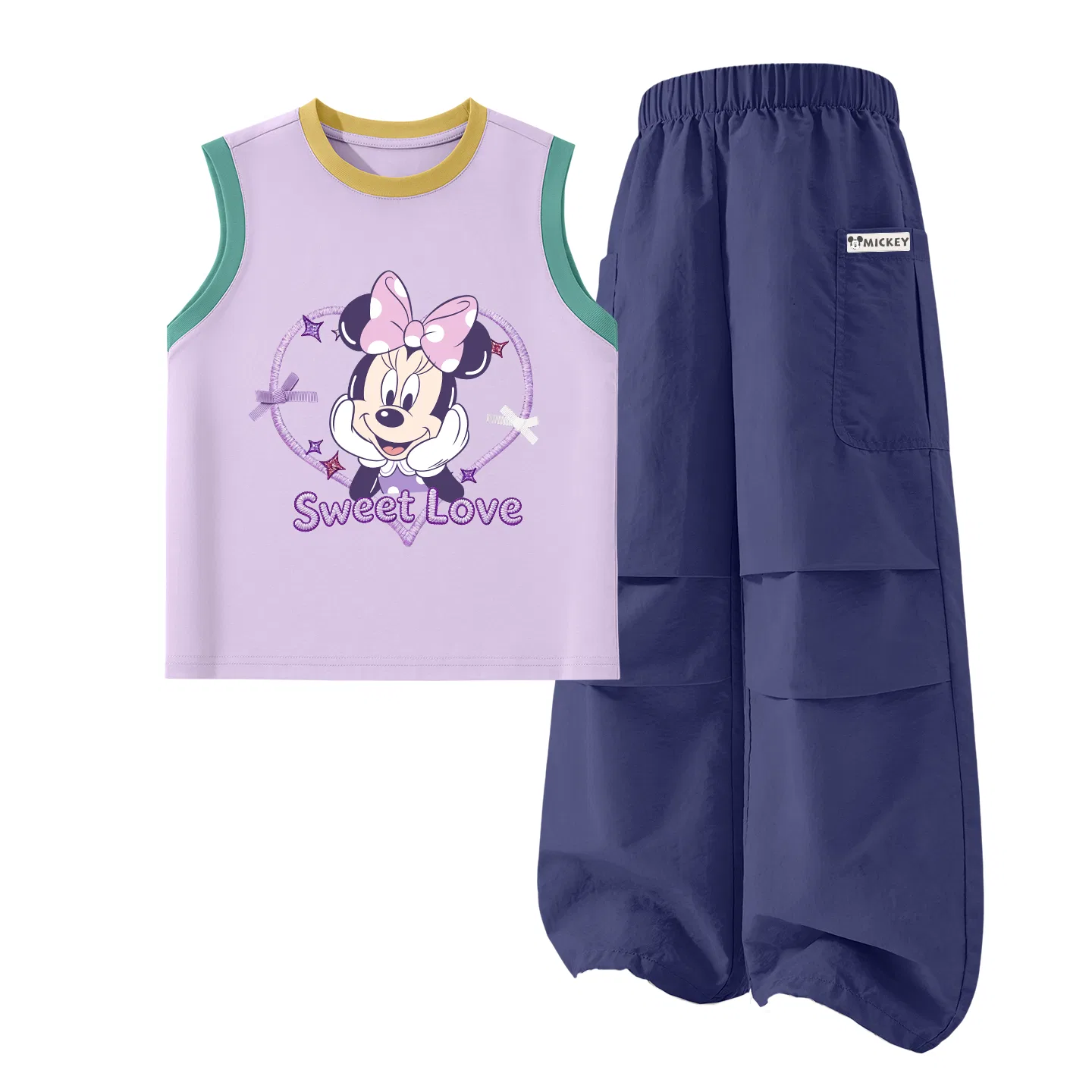 Детский спортивный костюм, crew neck, thin stretch, Disney, Di Xing Tuni K Blue Pink — фото 3