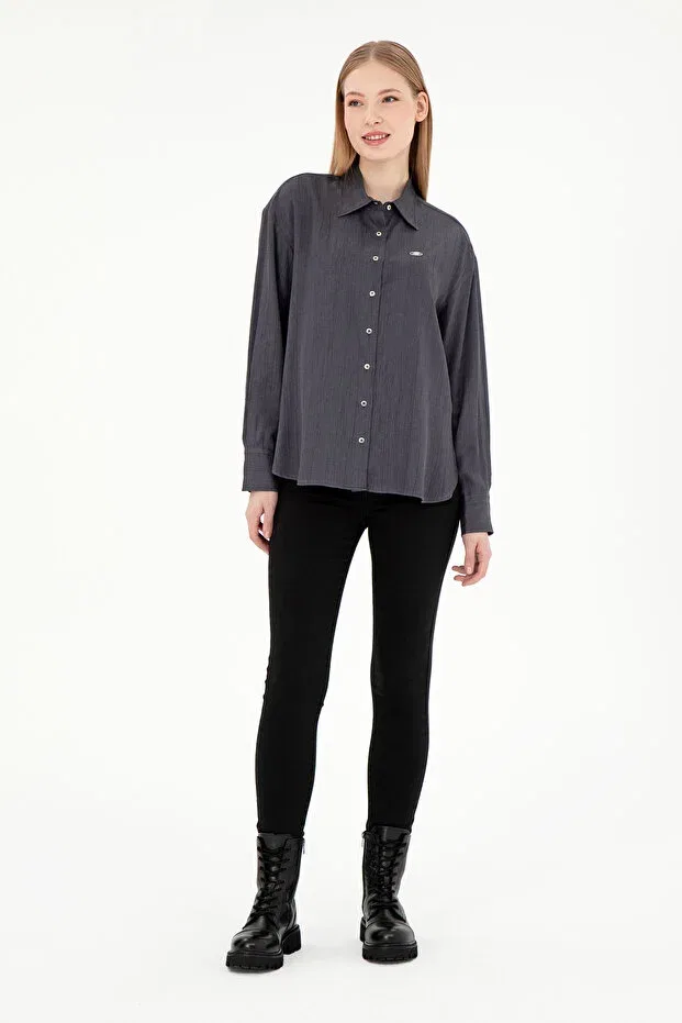Женская рубашка с длинным рукавом U.S. Polo Assn., Anthracite — фото 4