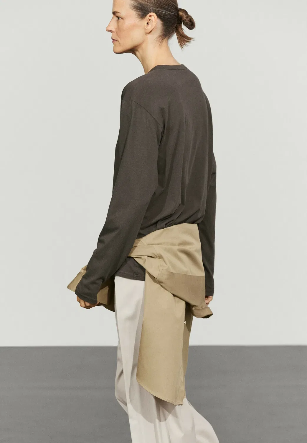 Топ с длинными рукавами Massimo Dutti, Light Brown — фото 3