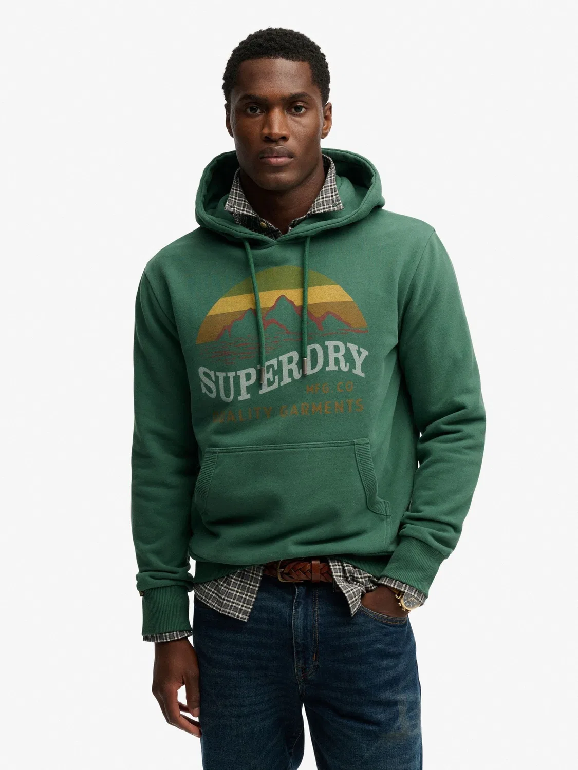 Рубашка с коротким рукавом, принт Superdry, зеленый