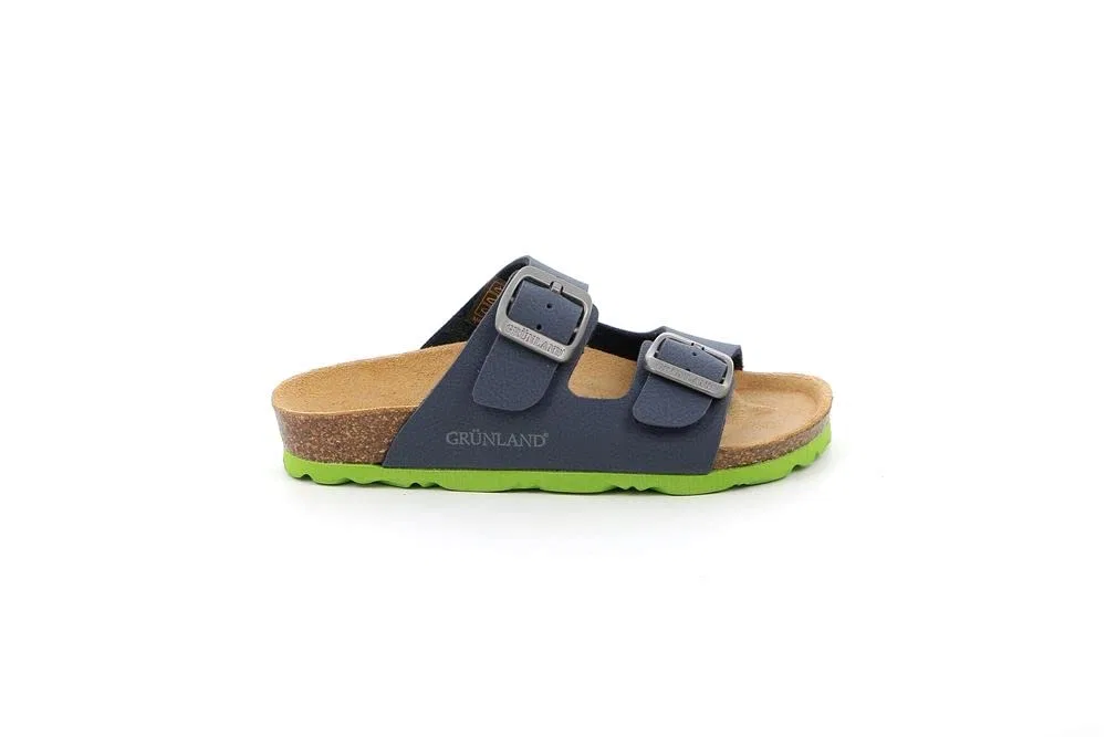 Детские тапочки для мальчиков с анатомической стелькой Grunland SINT BAMB SLIPPER, Lime Blue Grünland Il Benessere È Naturale — фото 2