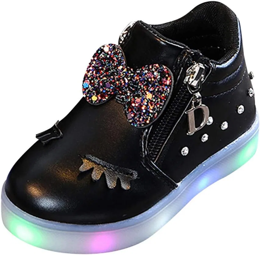 Детские кроссовки для девочек с подсветкой и стразами High Top Slip On, Black