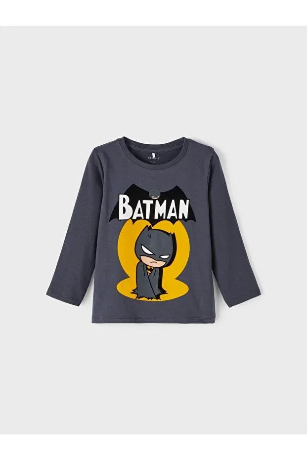 Детская толстовка для мальчиков с принтом Crew Neck Printed Anthracite Boy's Sweatshirt Name It, Anthracite — фото 4
