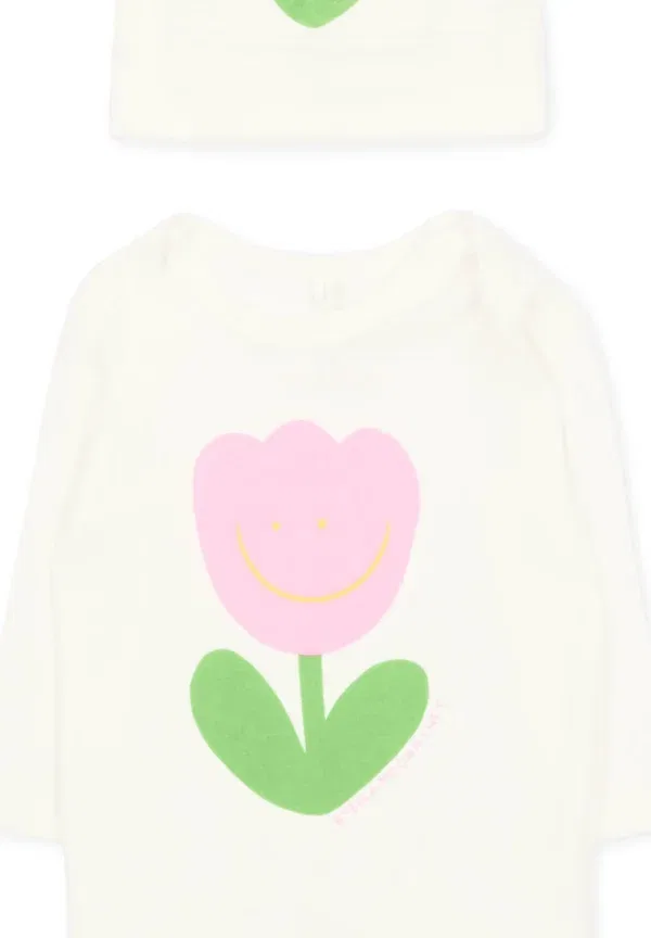 Комплект пижамы с цветочным принтом Sleep Suit Stella Mccartney Kids, ivory, слоновая кость — фото 3