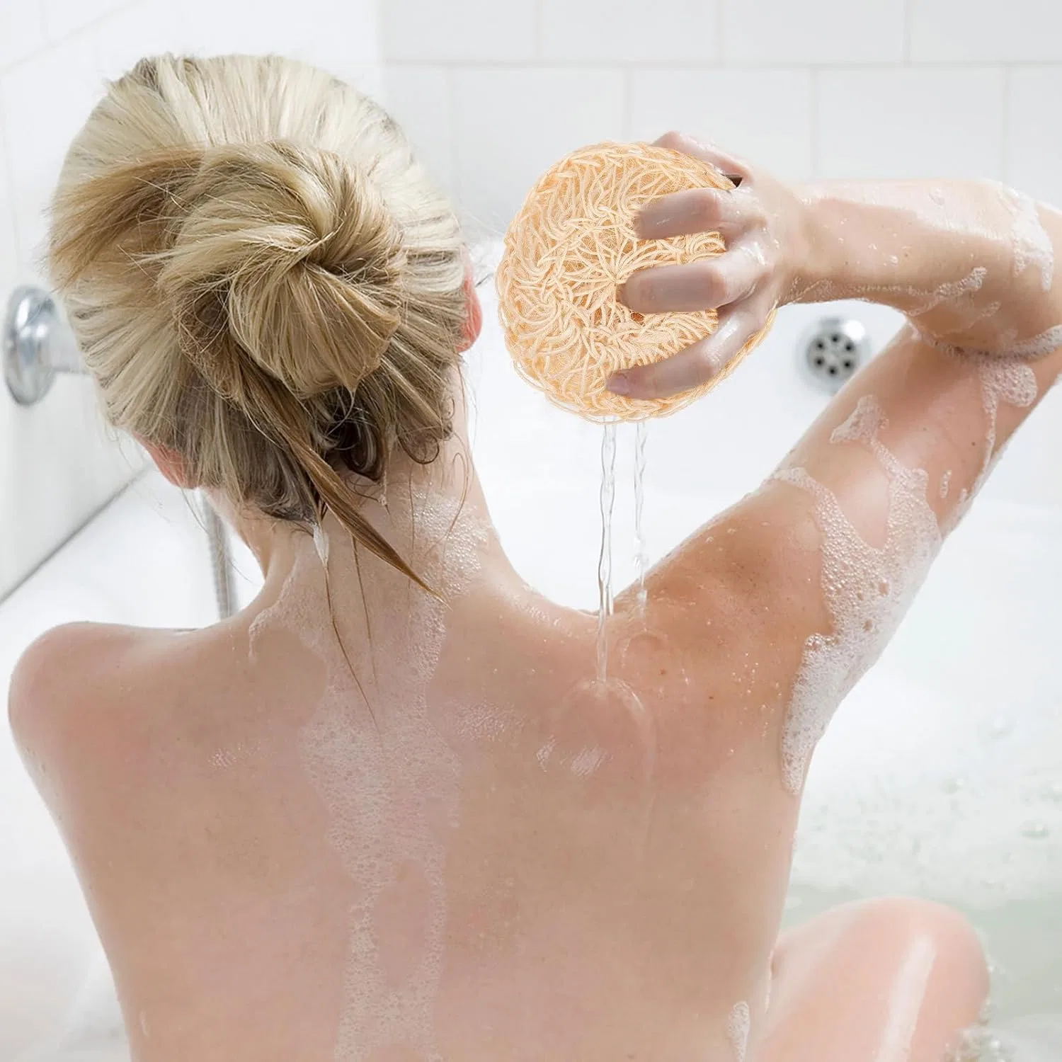 Щетка для тела из сизаля для мягкого пилинга, 2 шт, овальная, ROMISBABA, Beige — фото 4