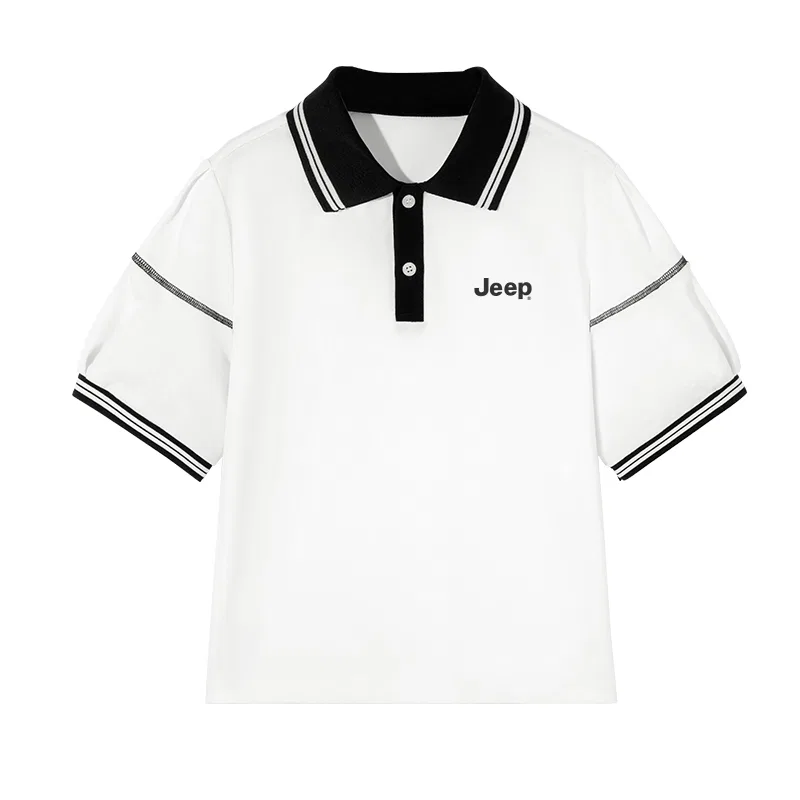 Детское поло с коротким рукавом Jeep, White With Black Logo K