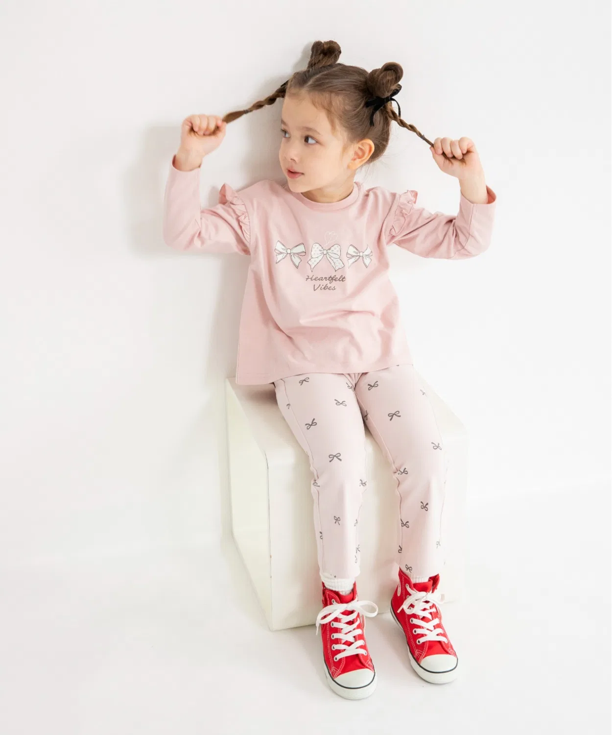 Детские брюки с принтом Heart Pocket Long Pants branshes, Navy — фото 2