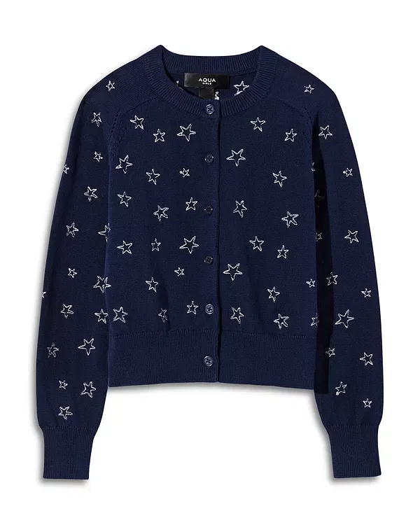 Детское пальто для девочек с вышивкой Aqua, Navy/Grey