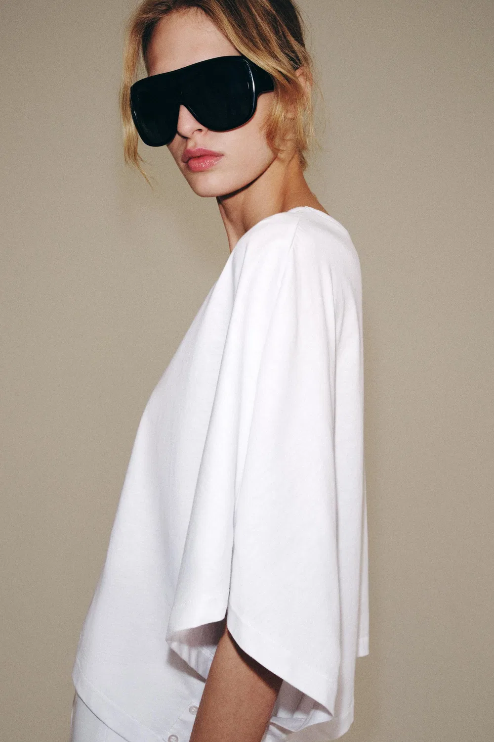 Хлопковая футболка-накидка ZARA, White — фото 3
