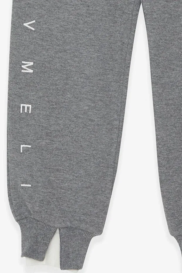 Детские спортивные штаны для девочек с принтом Breeze, Dark Gray Melange — фото 4