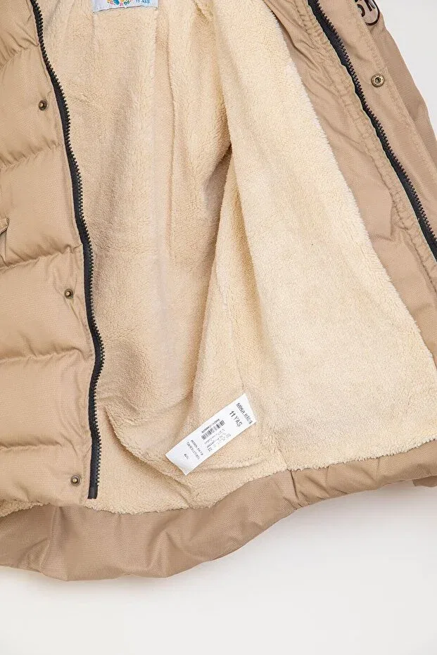 Детский зимнее пуховик для девочек с капюшоном Mika Bebek & Çocuk, Beige — фото 3