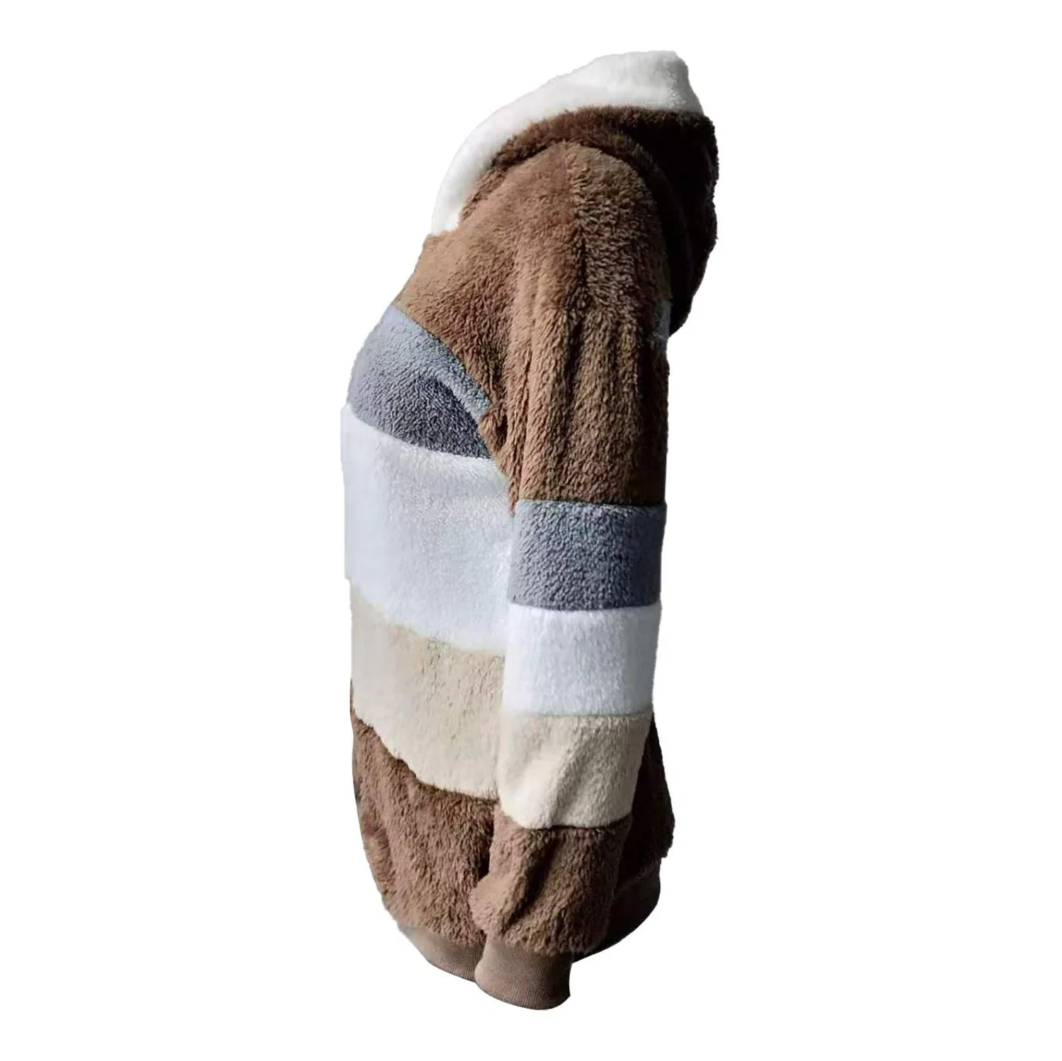 Женская куртка из флиса с капюшоном, оверсайз, Teddy UK, Marrone — фото 4