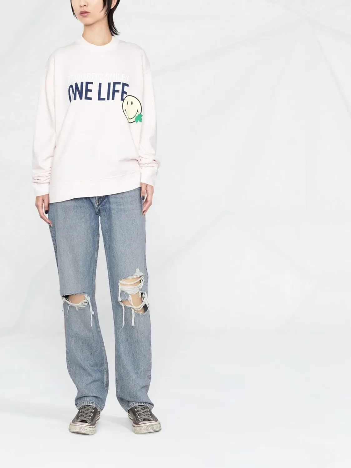 Свитшот Smiley Cool DSQUARED2, розовый — фото 3
