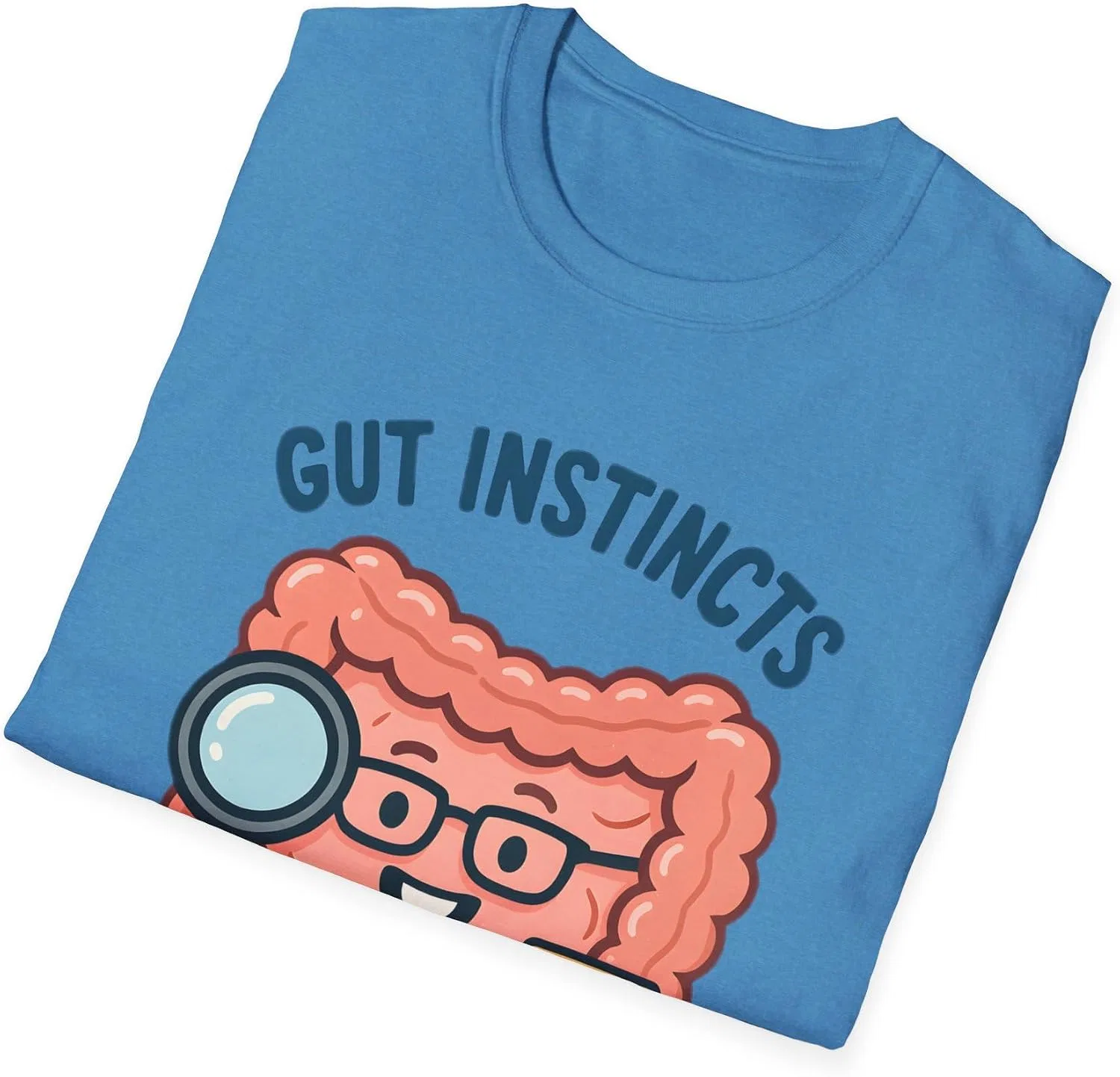 Женская футболка с принтом Gut Instincts Funny GI, сапфировый меланж — фото 3