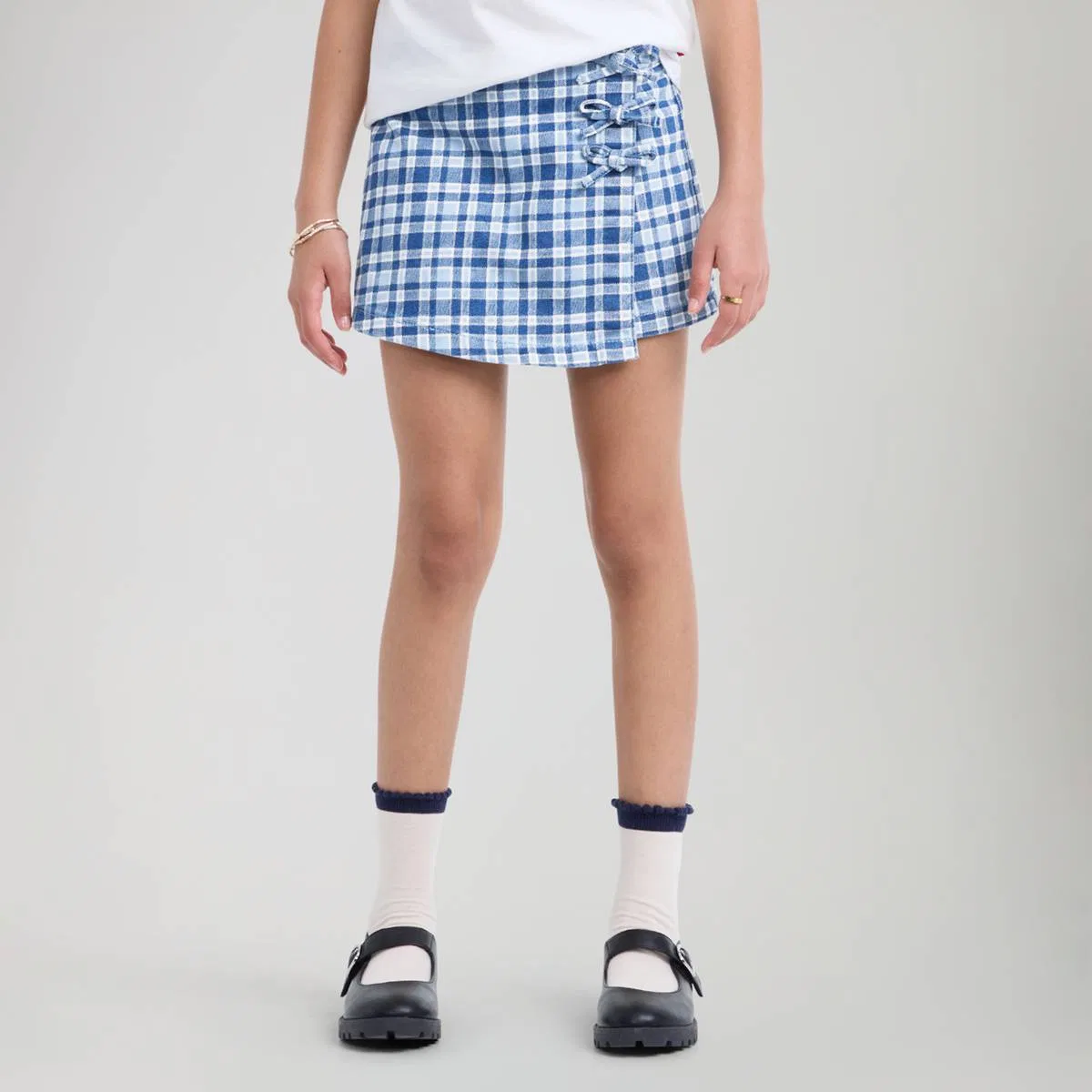 Шорты-Юбка в клетку для девочек 7-16 лет Levi's, Drew Me In - Medium Wash — фото 2