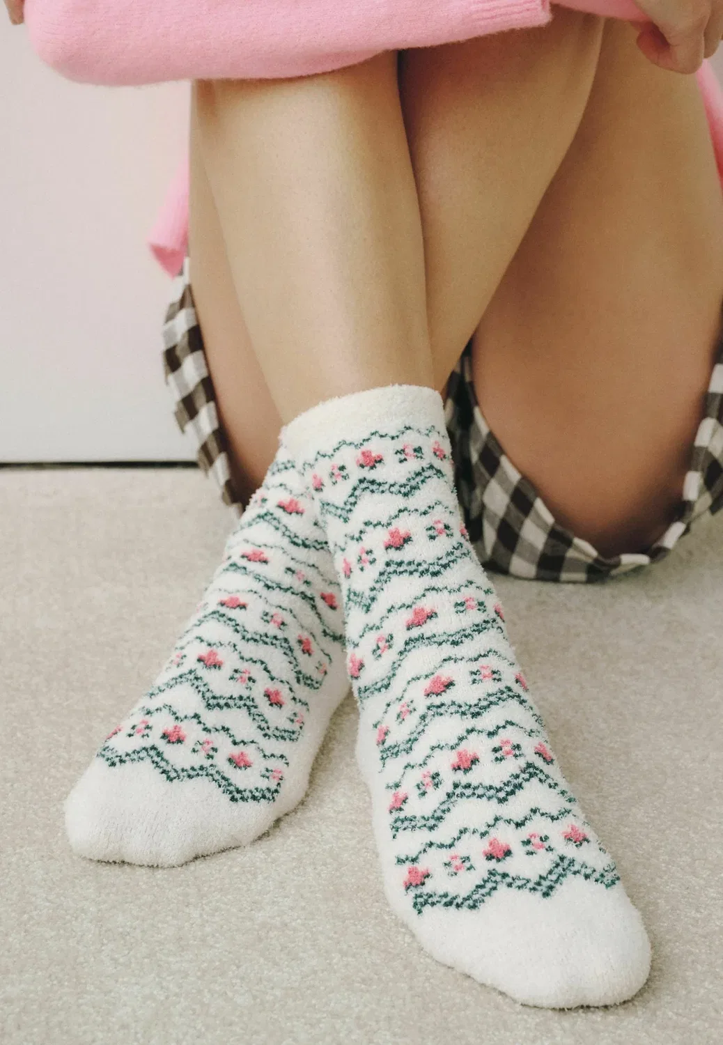 Уютные короткие носки, 2 пары Next, Green Pink Fairisle