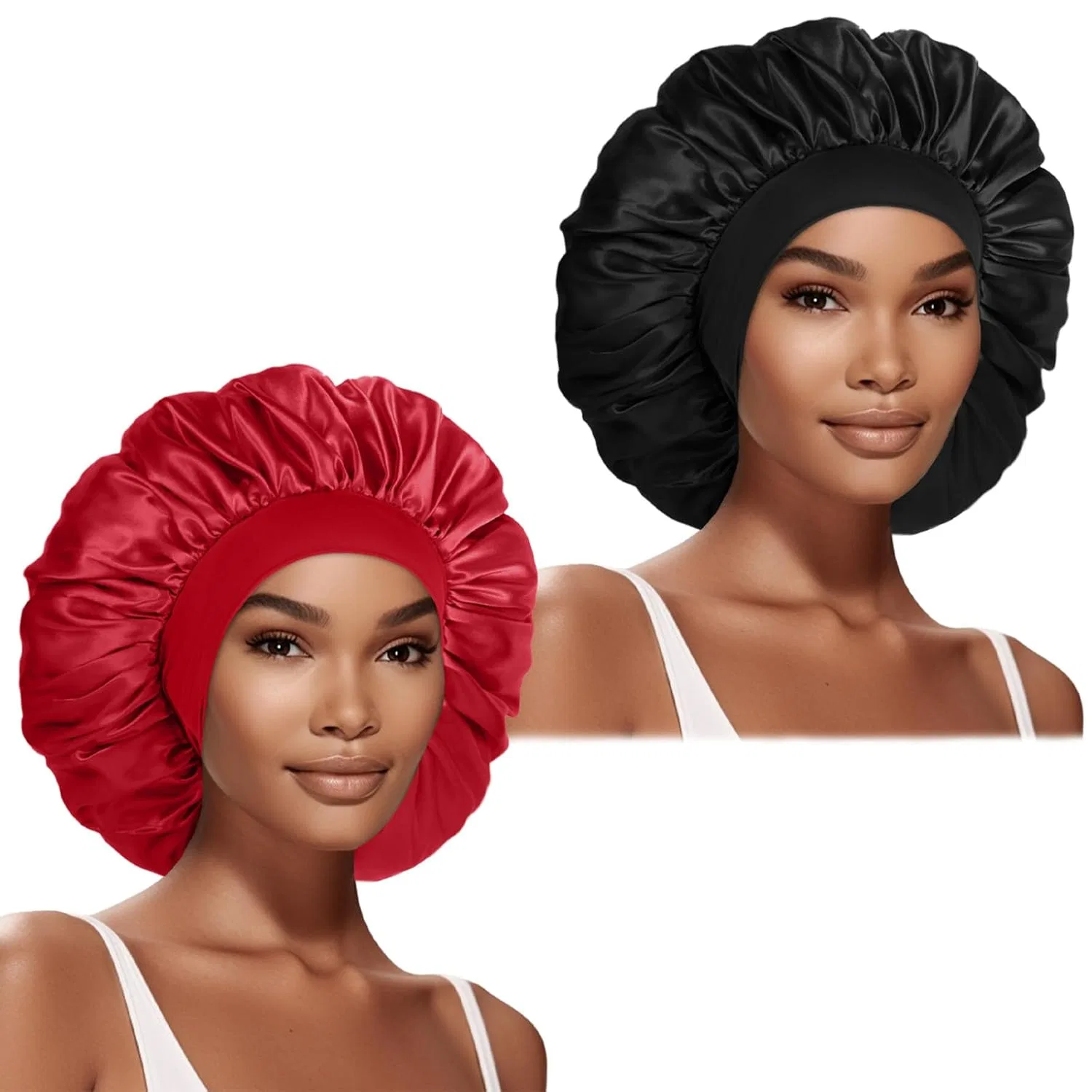 Шапочка для душа Satin, DUOMODRAGON, 2 шт, 17 дюймов, Black and Red