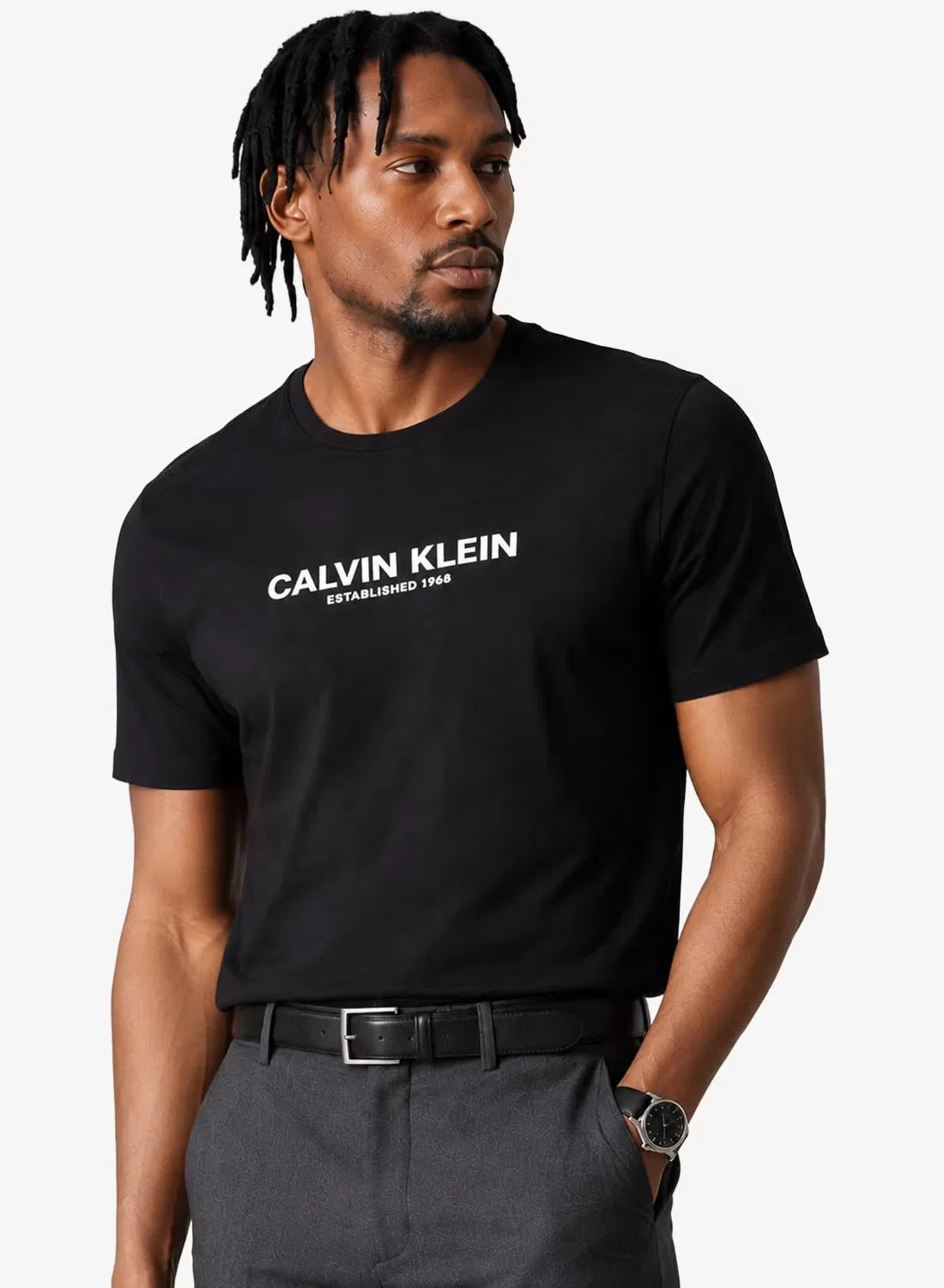 Футболка с принтом с круглым вырезом Calvin Klein, черный — фото 2