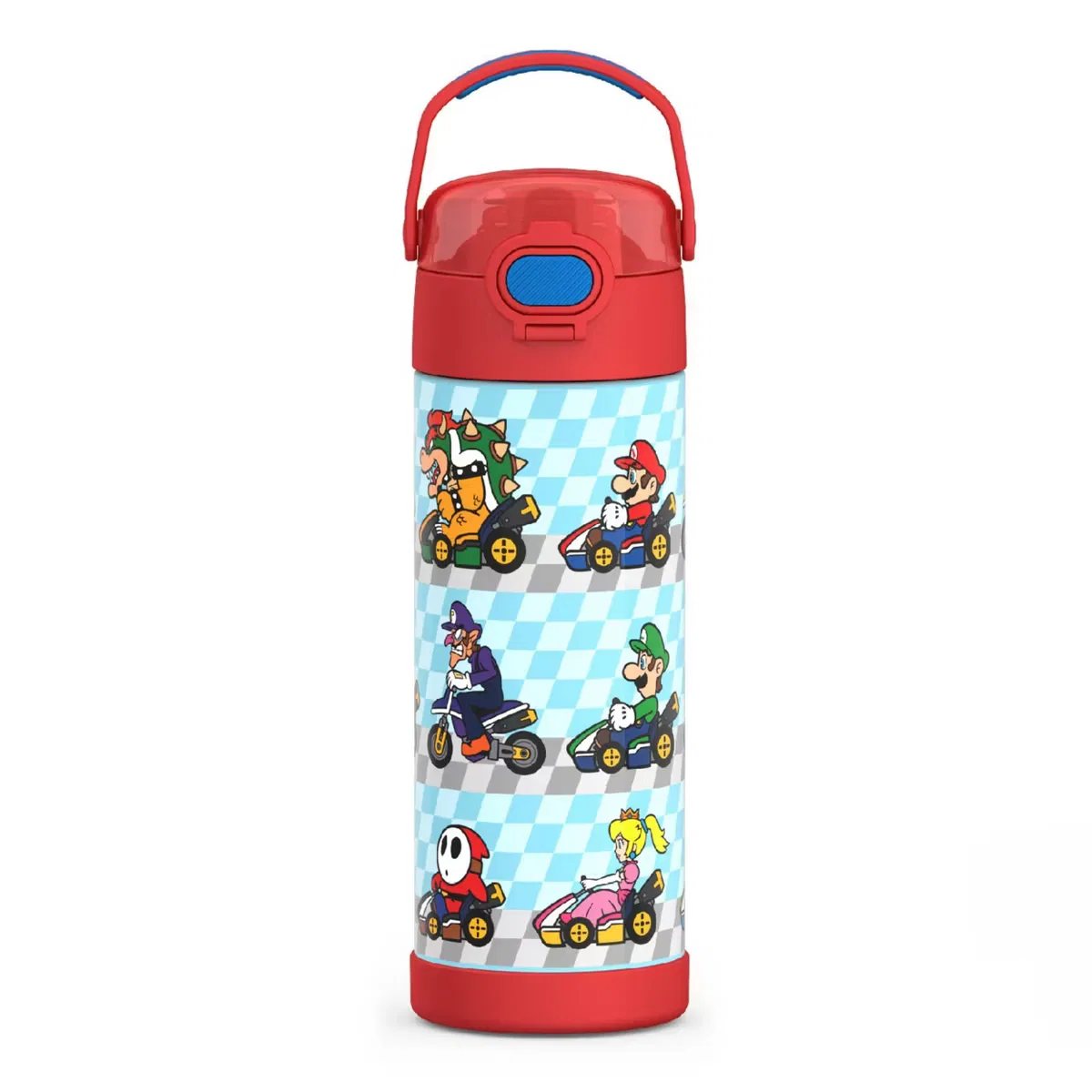 Детская бутылка для воды 470 мл из нержавеющей стали с ручкой Mario Kart Thermos, Red Mario Kart — фото 2