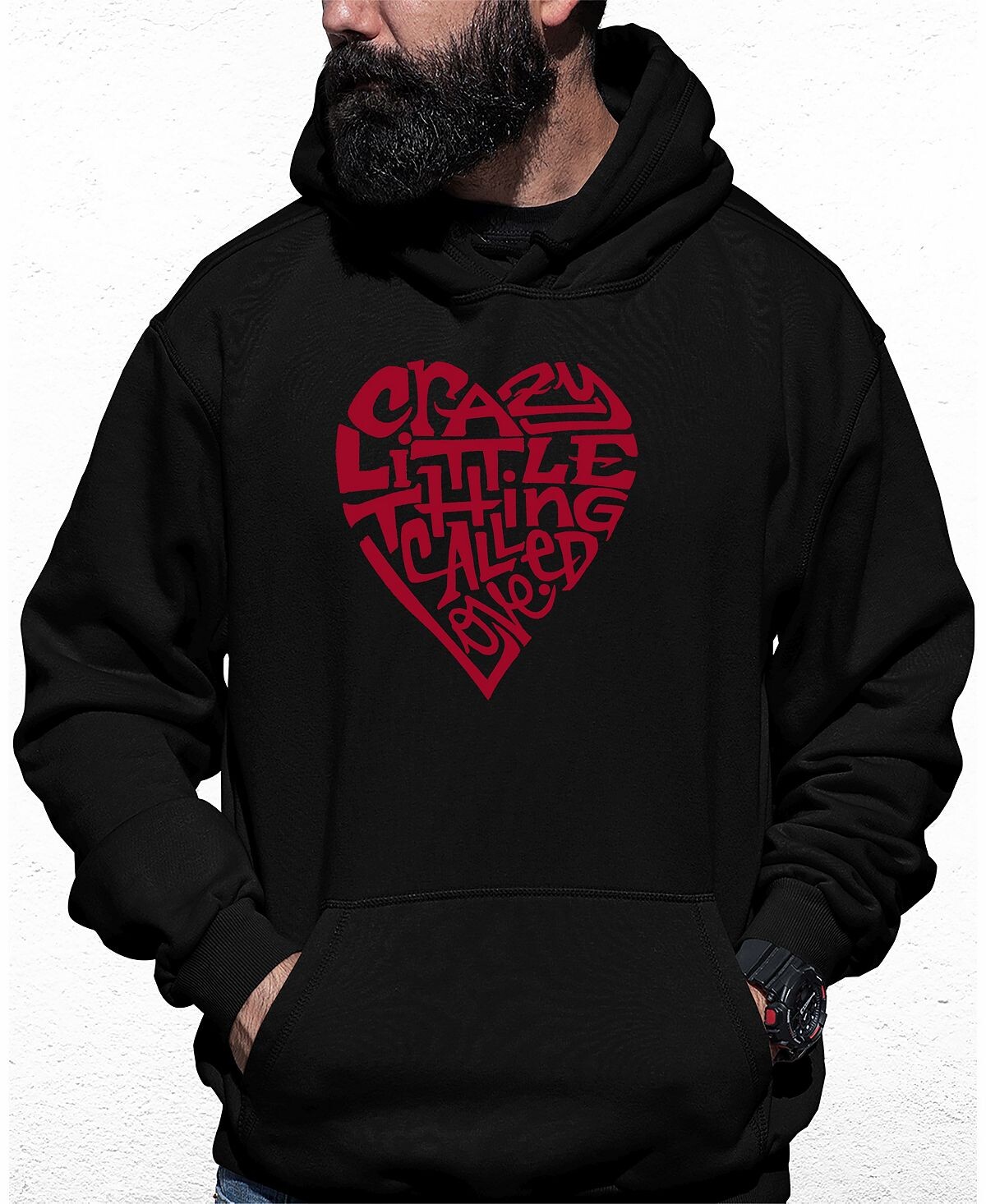 

Мужская толстовка с капюшоном crazy little thing called love word art LA Pop Art, черный
