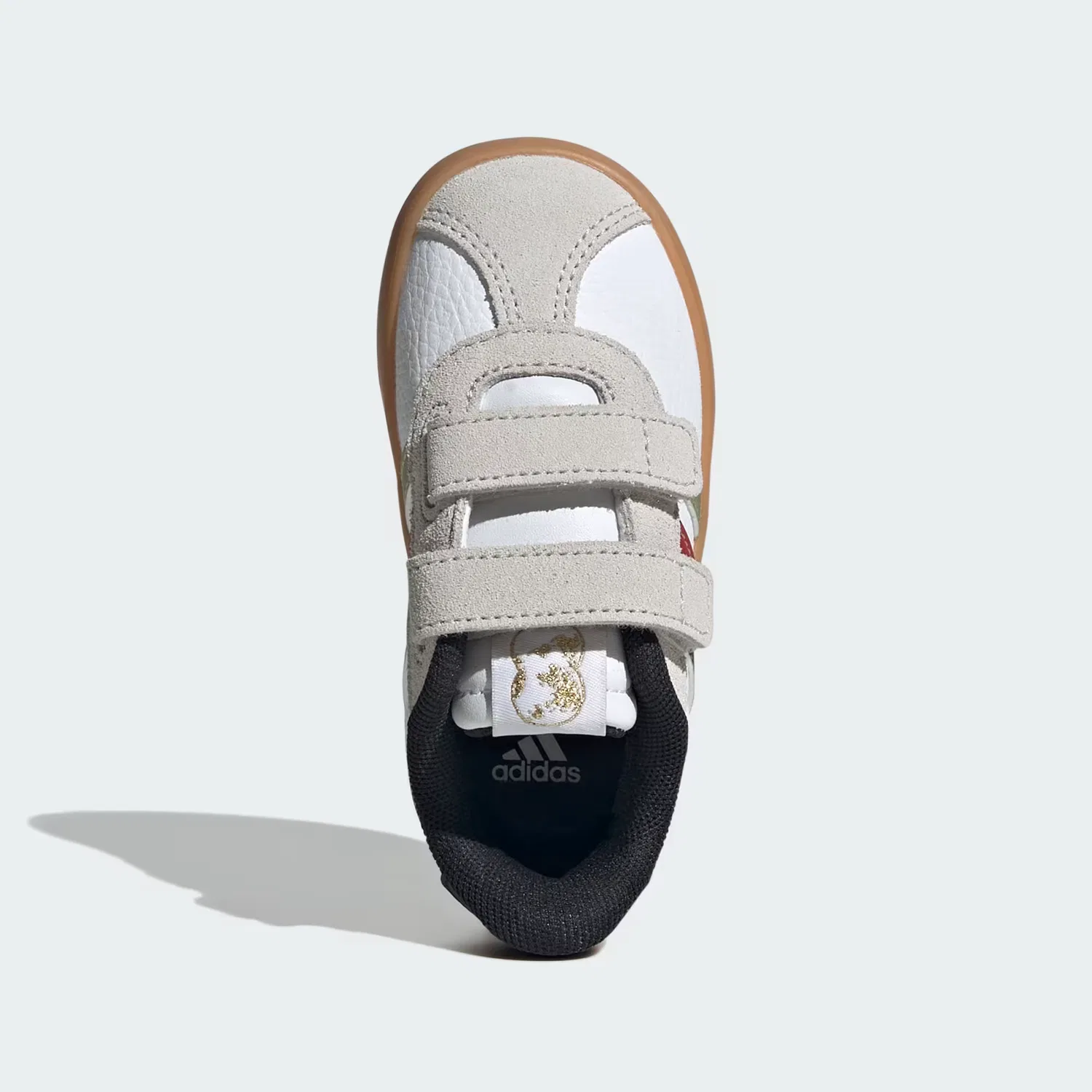 Детские кроссовки на липучках VL Court 3.0 Adidas Sportswear, белый/черный/золотистый — фото 3