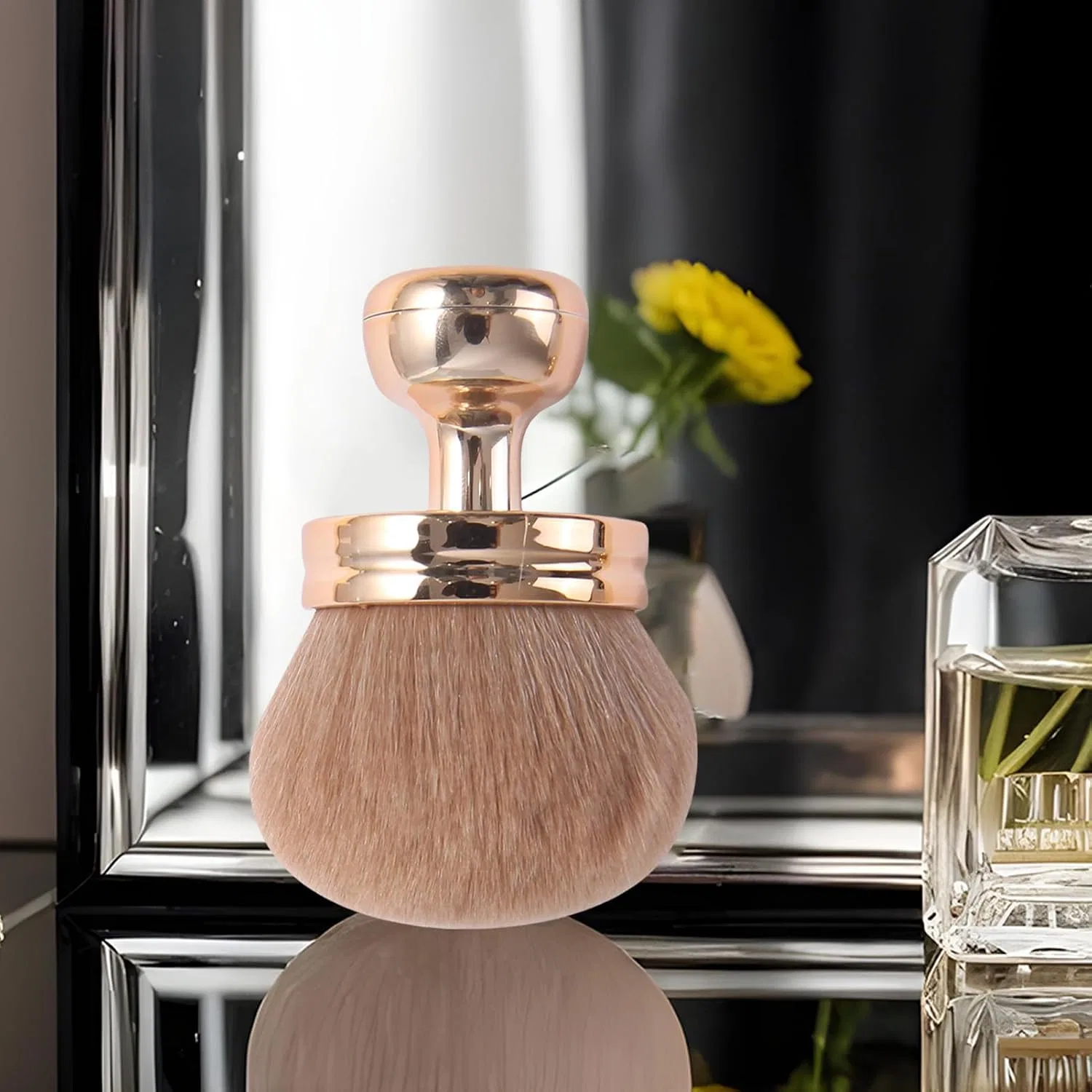 Кисть для автозагара, синтетическое волокно + ABS, Tewzafiya, 1 шт, Rose Gold — фото 3
