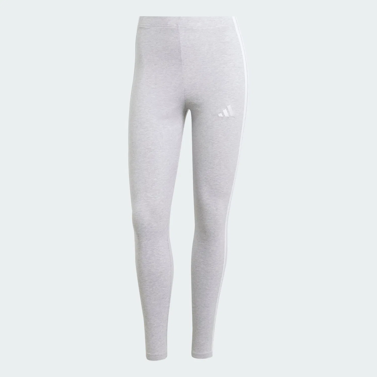 Женские леггинсы с высокой посадкой Essentials 3-Streifen Cotton Adidas, Hellgrau Weiss — фото 2