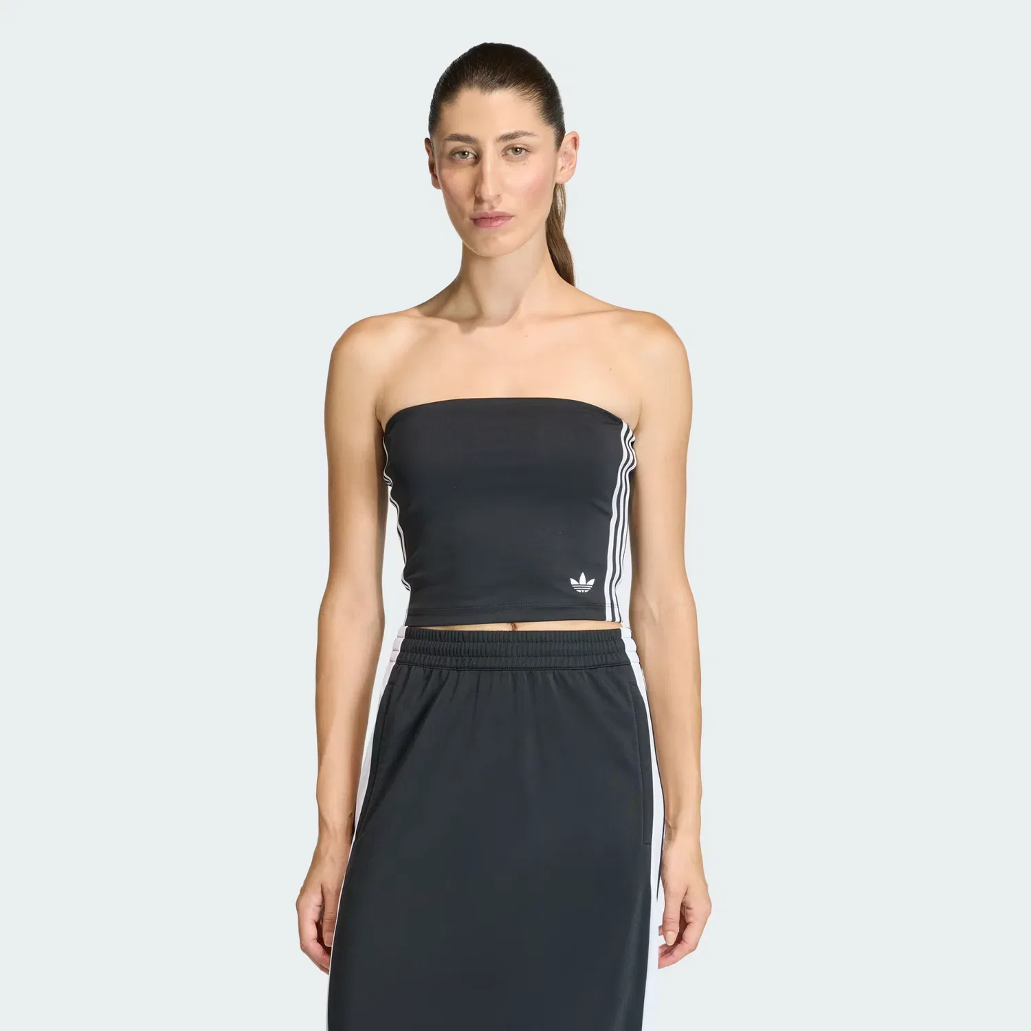 Приталенный топ-бандо 3-Stripes Tube Top Adidas Originals, черный/белый