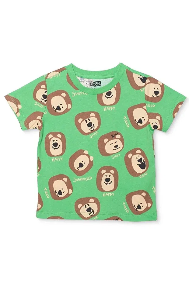 Детская футболка для мальчиков с принтом Bear Printed Ebebek Hello Baby, Green