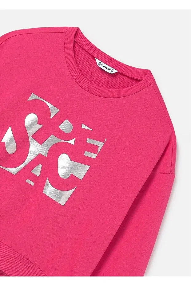 Детская толстовка для девочек с принтом Metallic Patterned Mayoral, Pink — фото 3