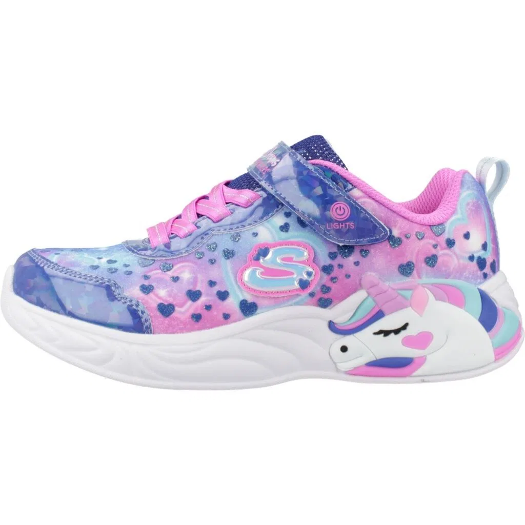 Детские кроссовки с принтом Unicorn Dreams Heart Sparkles Skechers, Silver — фото 2
