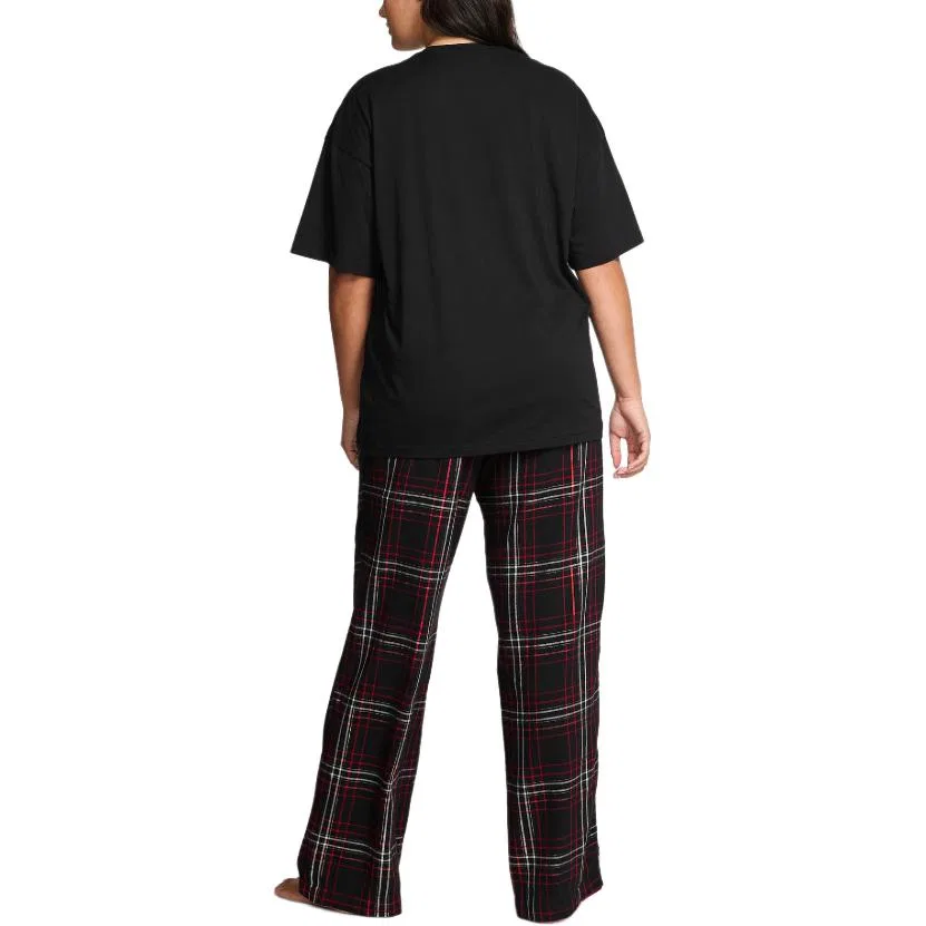 Женская пижама с принтом в клетку Victoria's Secret, Set (Black+Red Plaid) — фото 3