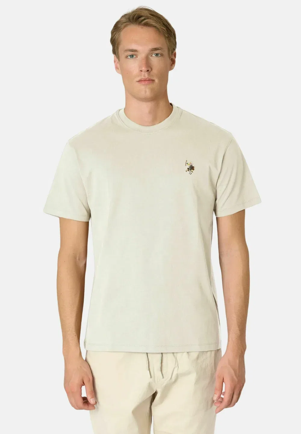 Футболка girocollo da uomo a maniche corte con logo colorato - базовая футболка U.S. Polo Assn., Beige-128