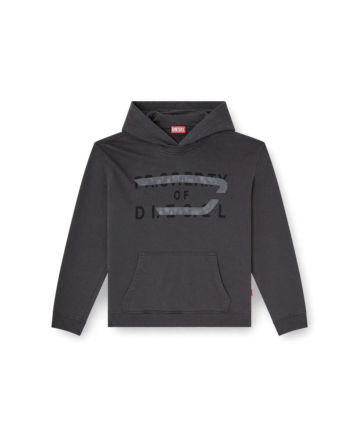 Мужская худи с капюшоном из органического хлопка с аппликацией D Diesel, Gris Oscuro — фото 4