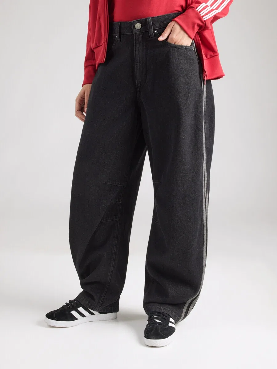 Джинсы ADIDAS ORIGINALS Barrel Jeans 'HIGH RISE BARREL LEG DENIM' черного цвета — фото 2