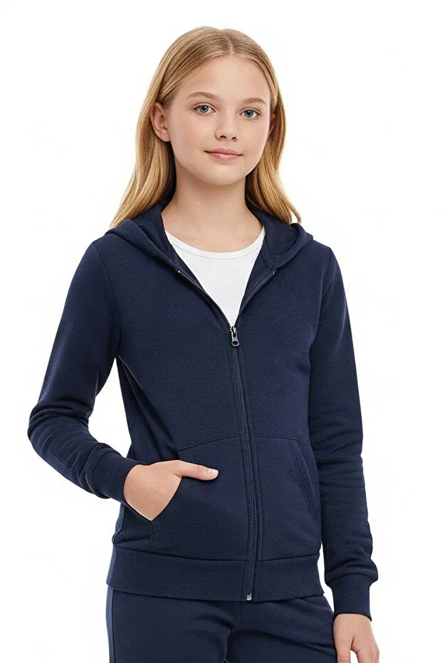 Детский спортивный костюм для девочек с капюшоном Panios Kids, Navy Blue — фото 2
