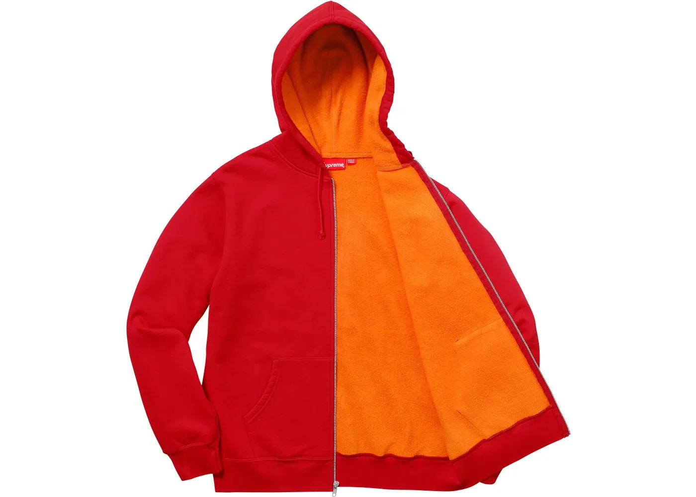 Мужская худи на молнии с капюшоном контрастная Supreme, Red — фото 2