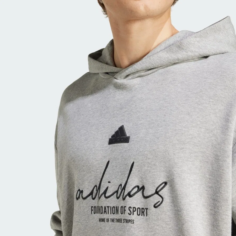 Худи свободного кроя с принтом и вышивкой Sportswear IX1316 Brand Love French Terry Hoodie adidas, Серый — фото 4