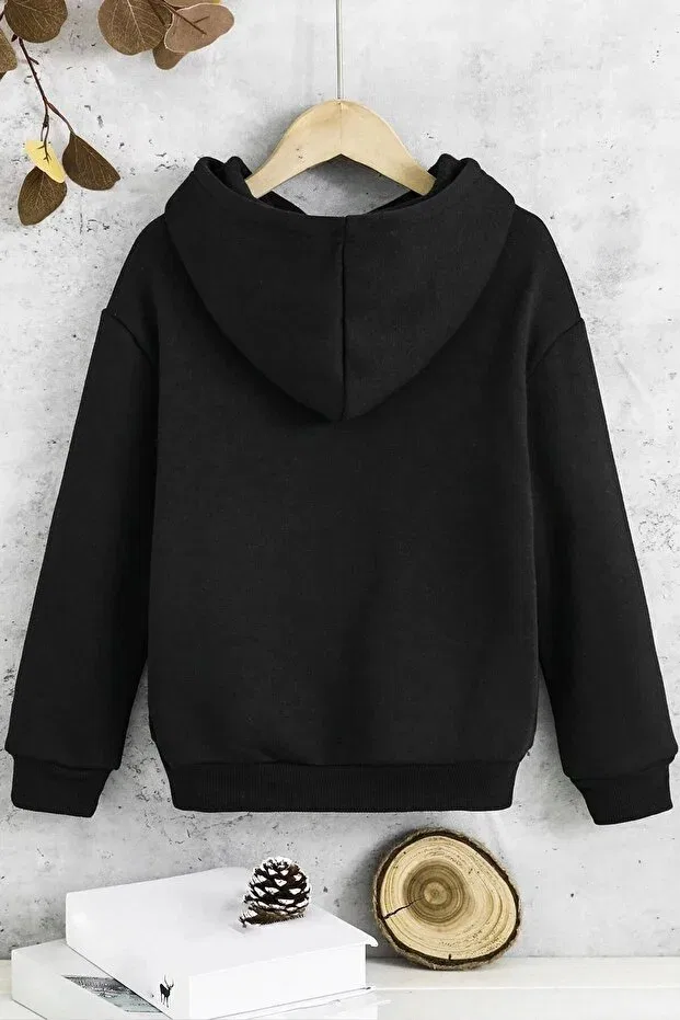 Детское худи с принтом для девочек Saturn Themed Printed Trendypassion, Black — фото 2