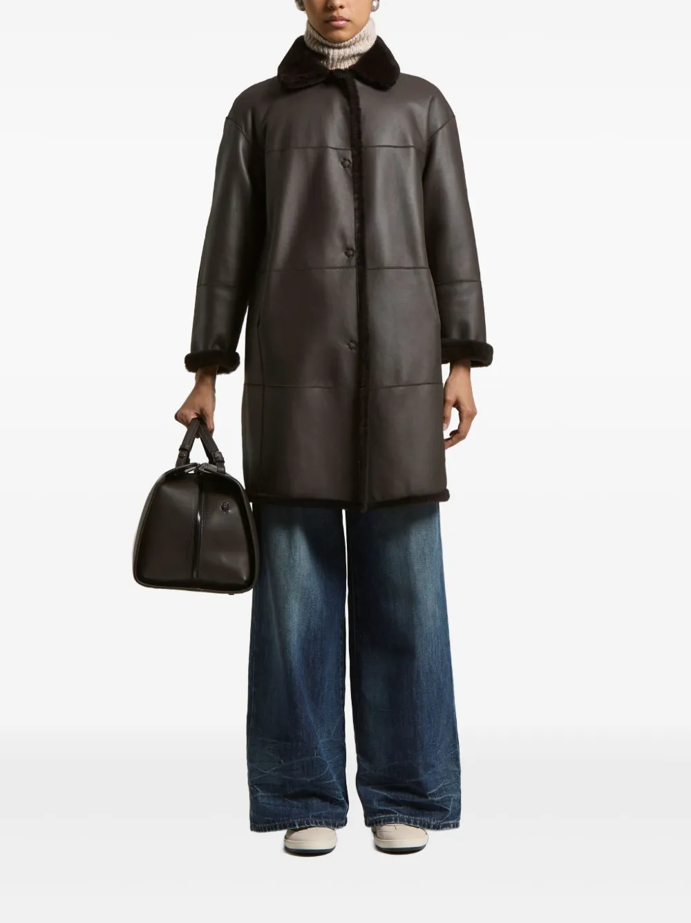 

Пальто с меховым воротником Peserico, коричневый